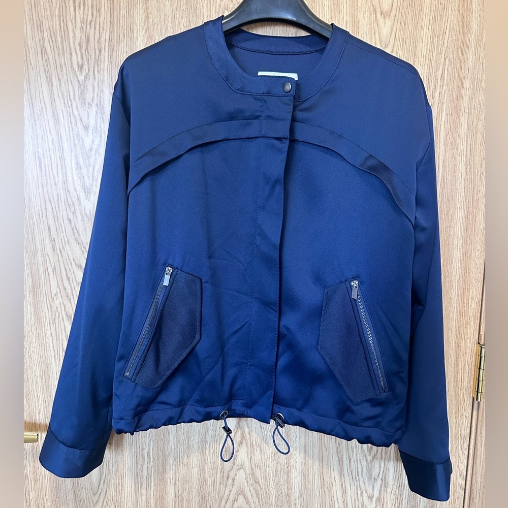 New Guess Dark Blue Satin Look Light Jacket Women’s XS
